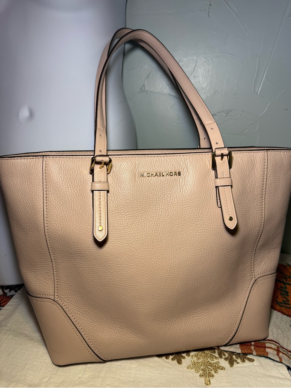 Michael Kors Pink Leather Tote with Gold Hardware